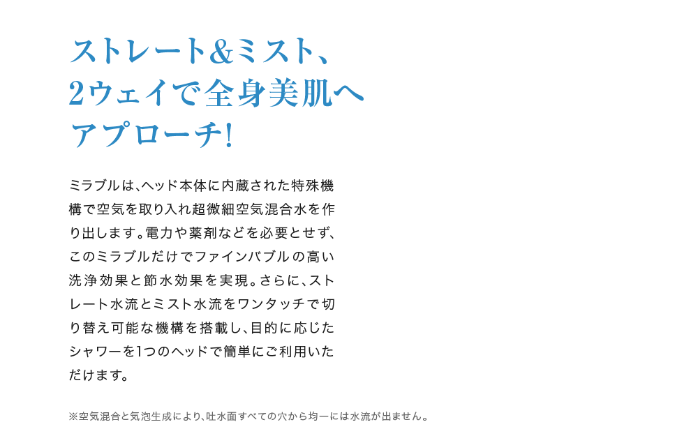ストレート&ミスト､2ウェイで全身美肌へアプローチ!